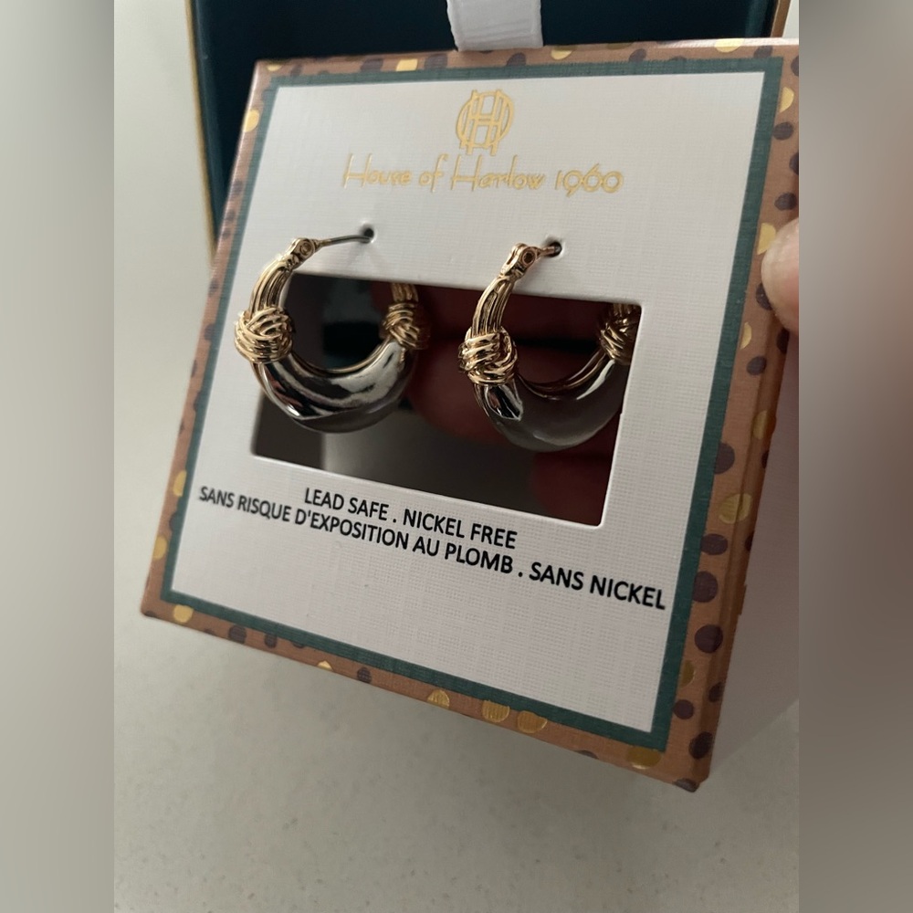 NWT House of Harlow 1960 Pair of Gold and Silver toned knot earrings